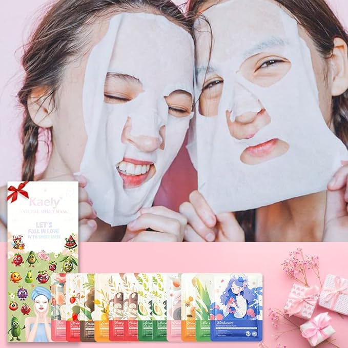 Girl Character Sheet Masks,Spa Party Facial Mask Skincare Set, Sheet Masks Skin Care, Moisturize Brighten Soothe for All Skin Types, Christmas Birthday Gifts for Women Men Girls, (12Pcs-SET2)