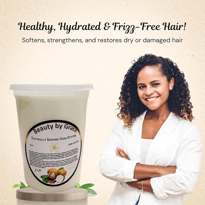 Shea Butter 100% Pure & Natural – Refined Ivory from Ghana, 2 LB – Deep Moisturizing for Skin, Hair, Body Butters, Lotions & DIY Skincare