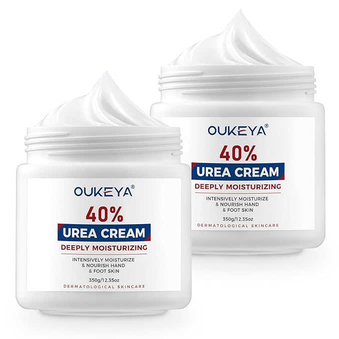 OUKEYA Urea Cream 40 Percent, Foot & Hand Cream for Dry Cracked, Urea Lotion for Feet Maximum Strength(12.35Oz X 2 Packs)