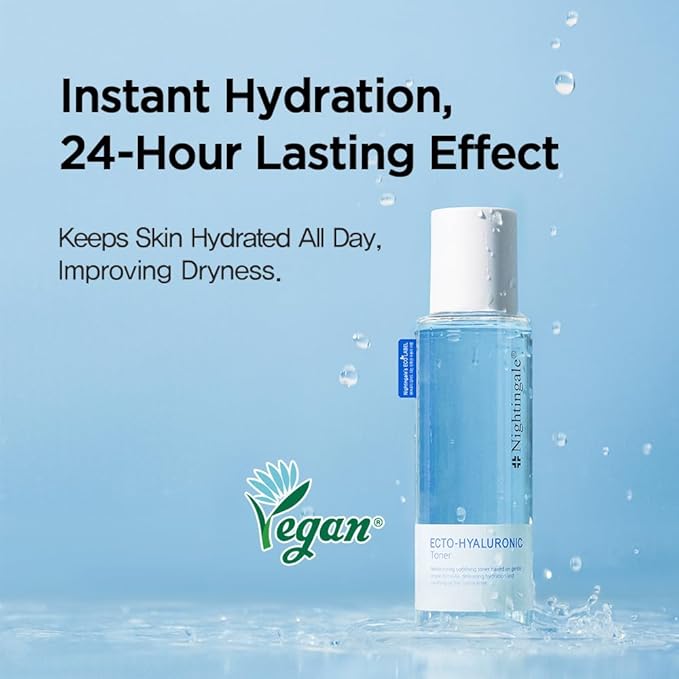 Nightingale Ecto-Hyaluronic Toner with 8 Layer Hyaluronic Acid, Ectoin, Hydrating for Dry Skin, Korean Toner, Alcohol Free, Fragrance Free, Hypoallergenic, Cruelty Free, Vegan, Korean Skin Care