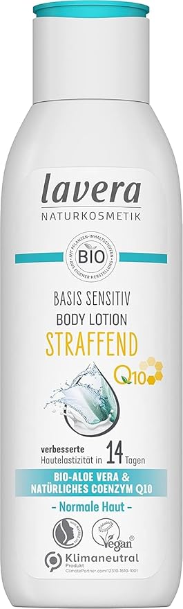 lavera basis sensitiv Body Lotion Firming - aloe vera & natural coenzyme Q10 - improved skin elasticity in 14 days - PETA certified - biodegradable - vegan - natural cosmetics - 8.45 fl.oz.