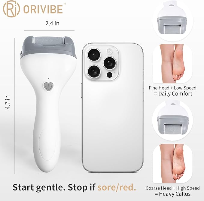 Electric Callus Remover for Feet – 2 Speeds, Fine & Coarse Rollers, USB-C Rechargeable, 60-Min Runtime, Cleaning Brush – Smooth Heels at Home with Foot File for Dead Skin Removal