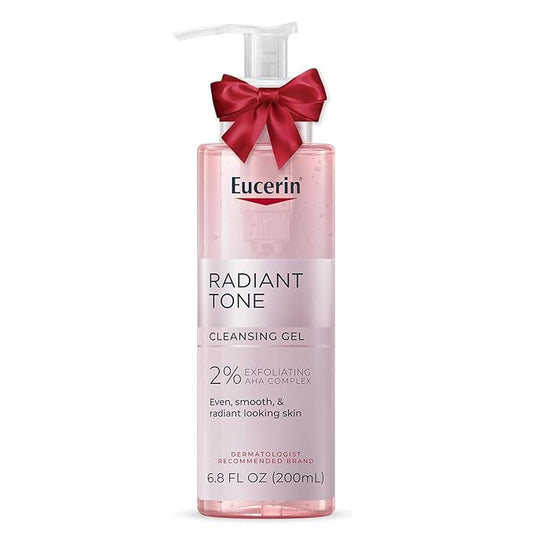 Eucerin Radiant Tone Face Cleanser Gel with 2% Exfoliating AHA Complex, Gentle Face Wash Improves Skin Clarity and Boosts Radiance, All Skin Types, Holiday Gifts for Self Care, 6.8 Fl Oz Bottle