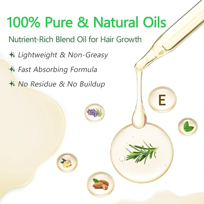 Organic Rosemary Oil for Hair Growth, Rosemary Oils with Castor – USDA Certified Cold Pressed Blend Hair Oil for Thicker, Fuller Hair, Soothe Itchy Scalp & Repair Damaged Hair – 4 FL OZ