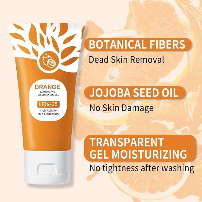 3Pcs Orange Exfoliating Gel for Face and Body, Exfoliating Cleansing Gel Scrub,Orange Enzymes Exfoliatings Gels,Pore Peeling Scrub, Deep Cleansing Moisturizing Facial Exfoliator, Remove Blackheads