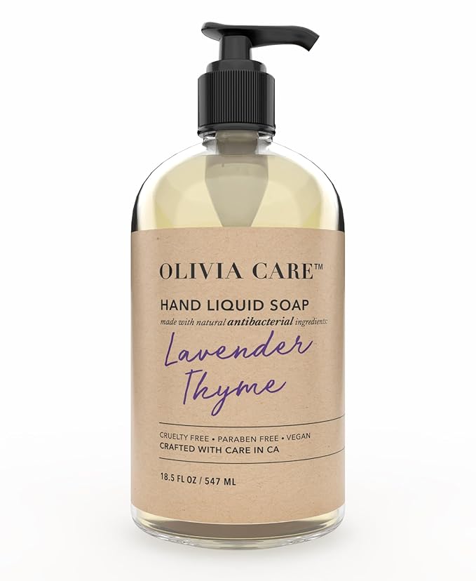 Olivia Care Antibacterial Hand Soap - Infused with Sage & Tea Tree Oil & Lavender Thyme Fragrance, Cleansing, Germ-Fighting, Moisturizing Hand Wash for Kitchen & Bathroom - 18.5 fl oz