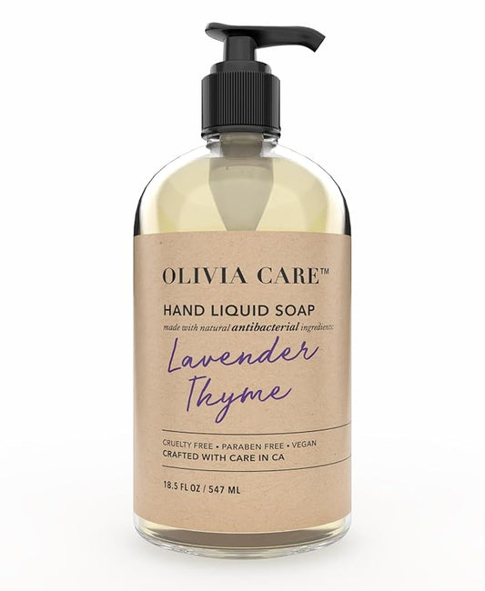 Olivia Care Antibacterial Hand Soap - Infused with Sage & Tea Tree Oil & Lavender Thyme Fragrance, Cleansing, Germ-Fighting, Moisturizing Hand Wash for Kitchen & Bathroom - 18.5 fl oz