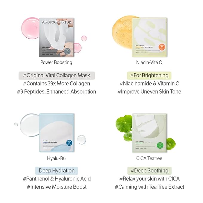 SUNGBOON EDITOR Deep Collagen Overnight mask 37gx17ea | Real Collagen 2,160,000PPB for Elasticity | TikTok Trend Items | Original Hydrating Collagen Face Mask | Korean Skin Care