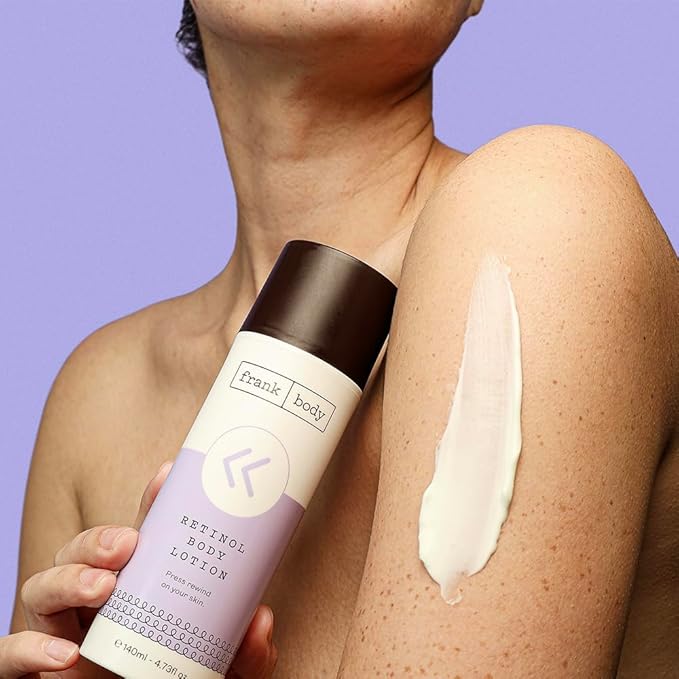 frank body Retinol Body Lotion | Firming & Smoothing Body Moisturizer | Evens Skin Tone & Improves Texture |With Retinol, Peptides & Berry Extracts | Vegan & Cruelty-Free | Berry Scent |140ml