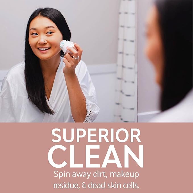 TAO Clean Ona Diamond Orbital Facial Brush and Cleansing Station, Electric Face Cleansing Brush with Ergonomic Handle, Dual Speed Settings, Rose Gold