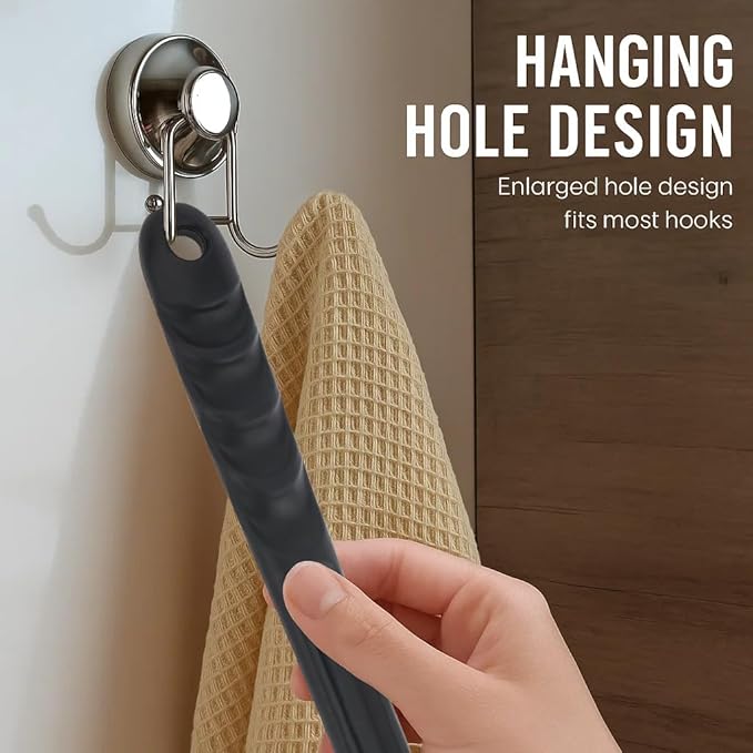 Silicone Back Scrubber for Shower, Double Sided Shower Brush for Shower Exfoliating and Massage Can Produce Rich Foam, 15-inch Men's Long Handle Body Brush, Long Lasting Bath & Shower Accessories