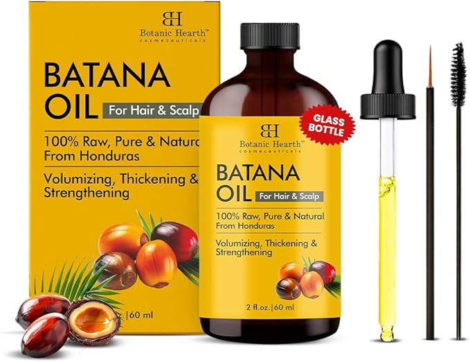 Botanic Hearth 100% Pure Batana Oil for Hair Growth | Infused with Batana and Kemel |Hair Oil Repairs Dry Damaged Hair, Strengthening, Healthier - Hair Tonic, 2 fl oz