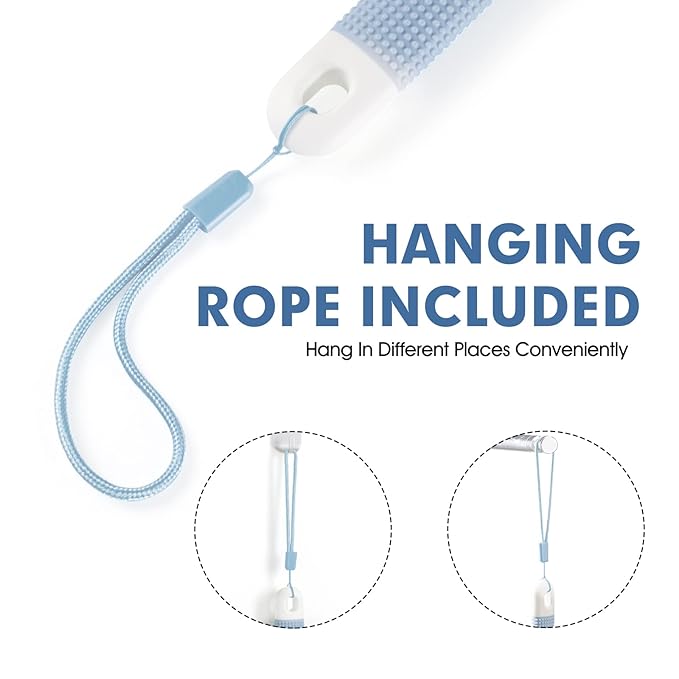 Back Scrubber Anti Slip for Shower, Shower Brush Long Handle with Stiff and Soft Bristles, Body Exfoliator for Bath or Dry Brush(Blue)