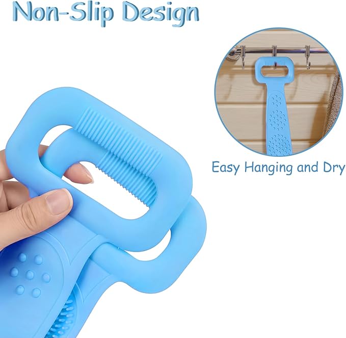 Silicone Body Scrubber for Shower,Silicone Back Body Scrubber with Handle,27.5 Inch Exfoliating Deep Clean Bath Body Brush Scrubber for Men and Women-2 PCS