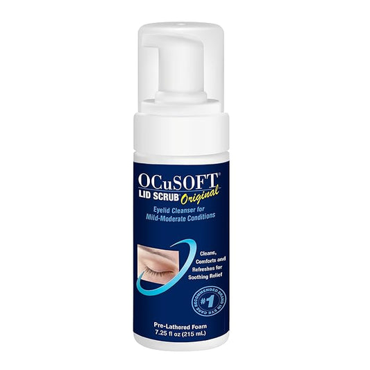 OCuSOFT Lid Scrub Original Foaming Eyelid Cleanser - Mild Instant Foaming Eyelid & Eyelash Cleanser - Daily Eyelid Wash to Remove Oil, Dust, Pollen & Eye Makeup - 7.25 fl oz
