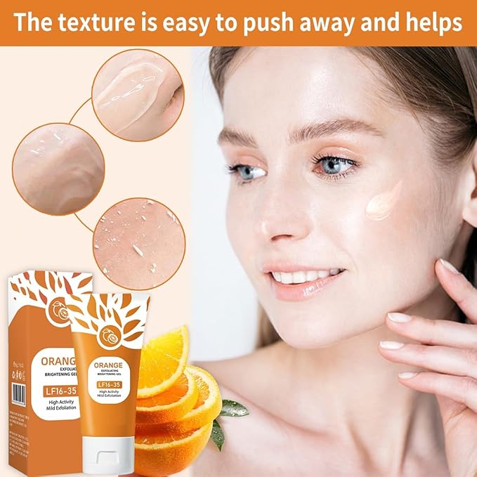 3Pcs Orange Exfoliating Gel for Face and Body, Exfoliating Cleansing Gel Scrub,Orange Enzymes Exfoliatings Gels,Pore Peeling Scrub, Deep Cleansing Moisturizing Facial Exfoliator, Remove Blackheads