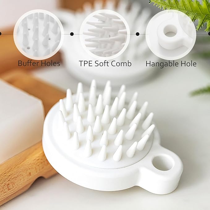 2 Pack Shower Brush for Back, 14in Body Brush Long Handle Back Scrubber, Soft Bristles Shower Brush for Men & Women, Bath Scrubber with Scalp Massager Shampoo Brush and Mini Exfoliating Brush (2 Pack)