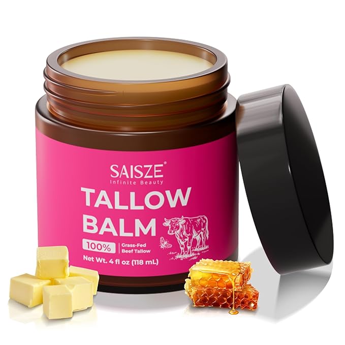 Beef Tallow for Skin, Tallow and Honey Balm, 100% Grass Fed Beef Natural Moisturizer for Face, Dry Skin, 4oz