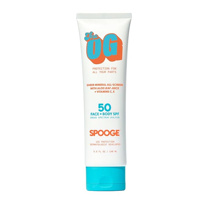 The OG Mineral All-Screen SPF 50 Face + Body, Dermatologist Developed, Broad Spectrum, Sheer Sunscreen - Non-Greasy No Chalky Mess & Reef Safe, All-Weather Care with Aloe + Vitamins C+E - 5 Oz