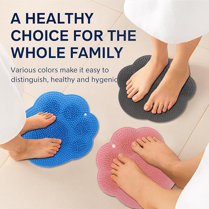 Shower Foot Scrubber Mat – Silicone Foot Brush with Non-Slip Suction Cups, Exfoliating & Massage Pad for Feet and Back Cleaning, Refreshing Shower Experience (2-Pack)