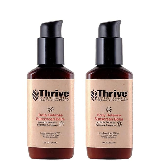 Thrive Natural Care Moisturizing Mineral Face Sunscreen SPF 30, 2 Ounces, Lightweight Moisturizer Broad-Spectrum Natural Face Sunblock with Clear Zinc Oxide & Antioxidants, Vegan Non Greasy, Pack of 2