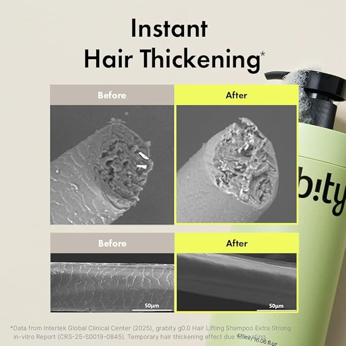grabity g0.0 Hair Lifting Shampoo Extra Strong – Strengthening and Thickening Shampoo for Thinning Hair with Biotin and Salicylic Acid, Vegan and Sulfate-Free, 16.06 fl.oz.