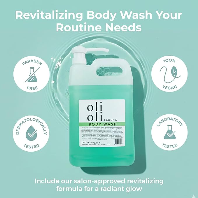OLIOLI Revitalizing Body Wash 128oz Refill | Detoxifying Aloe Vera Body Wash with Pro-Vitamin B5 & Botanicals | Large-Format Daily Cleanser for All Skin Types