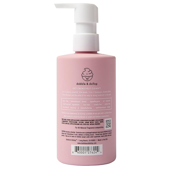 Dabble & Dollop Coconut Body Wash & Shampoo – 3-in-1 Natural Bubble Bath for Kids, No Parabens or Sulfates, Vegan, Gluten-Free, Tear-Free (10oz, Pack of 2)