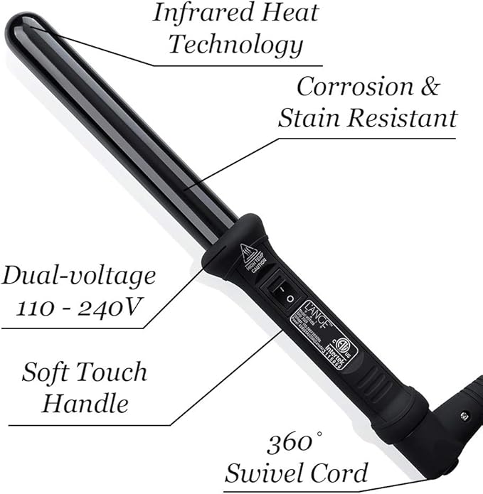 L'ANGE HAIR Ondulé 25 MM Ceramic Curling Wand | Professional Hot Tools Curling Iron 1 Inch | Salon Hair Styling Wands for Beach Waves | Best Hair Curler Wand for Frizz-Free, Lasting Curls