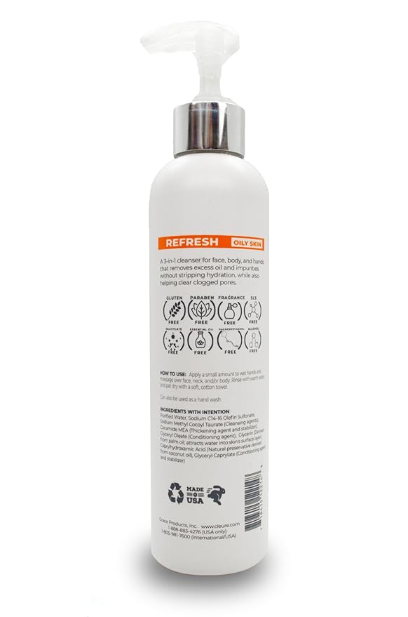 Cleure Face and Body Cleanser - Hypoallergenic, Fragrance-Free Body Wash for Sensitive Skin & Eczema - Paraben & Sulfate Free, PH Balanced Body Soap (12 oz, Pack of 1)