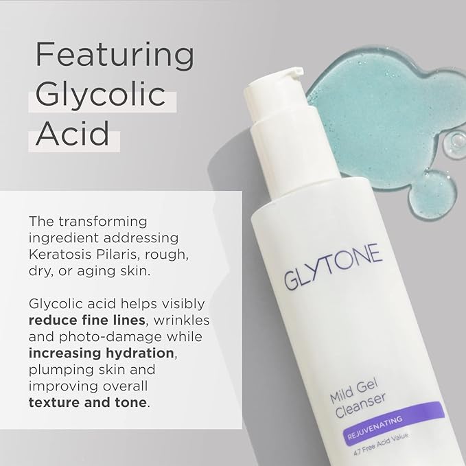Glytone Mild Gel Exfoliating Cleanser, Pure Glycolic Acid Face Wash for Moisturizing & Rejuvenating Skin, Vegan & Fragrance-Free Face Exfoliator Scrub for All Skin Types, 13.5 fl. Oz.