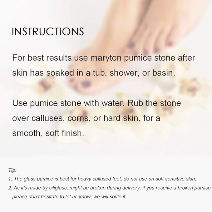 Maryton Glass Pumice Stone for Feet, Callus Remover and Foot Scrubber & Pedicure Exfoliator Tool Pack of 2