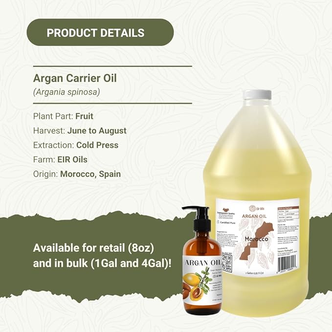Argan Oil for Hair Growth Oil 16oz (Aceite de Argan) - 100% Pure Cold Pressed Moroccan Oils - Suitable for Colored & Damaged Hair, Face, Body Oils, Nail & Scalp
