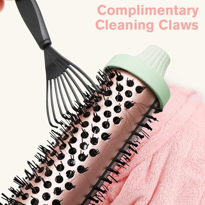 K&K Brush 30, 1.18 Inch Hot Styling Brush, Ionic Curling Iron with Tourmaline Ceramic Barrel, Professional Hair Curler up to 356°F, Dual Voltage Hair Waving Style Tool for Traveling