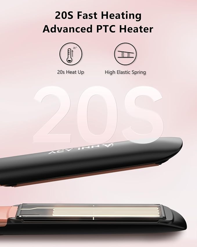 Hair Straightener 1 Inch Flat Iron and Curler 2 in 1 Titanium Ceramic Ionic Dual Voltage Straightener with Heat-Resistant Silicone, for Less Frizz, Shinier & Smoother