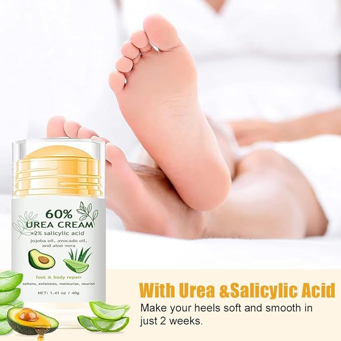 60% Urea Cream Stick plus 2% Salicylic Acid for Feet Maximum Strength - Foot & Hand Repair Balm for Extremely Dry Skin, Moisturizes Cracked Heels, Knee, Elbow and Hand, Callus Remover & Skin Soften