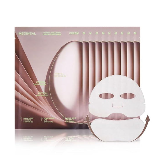 Mediheal Retinol Collagen Cream Lifting Mask (4 Counts) for V Line Mask,Anti-Aging - Helps Reduce Fine Lines & Wrinkles, and Smoothens Skin