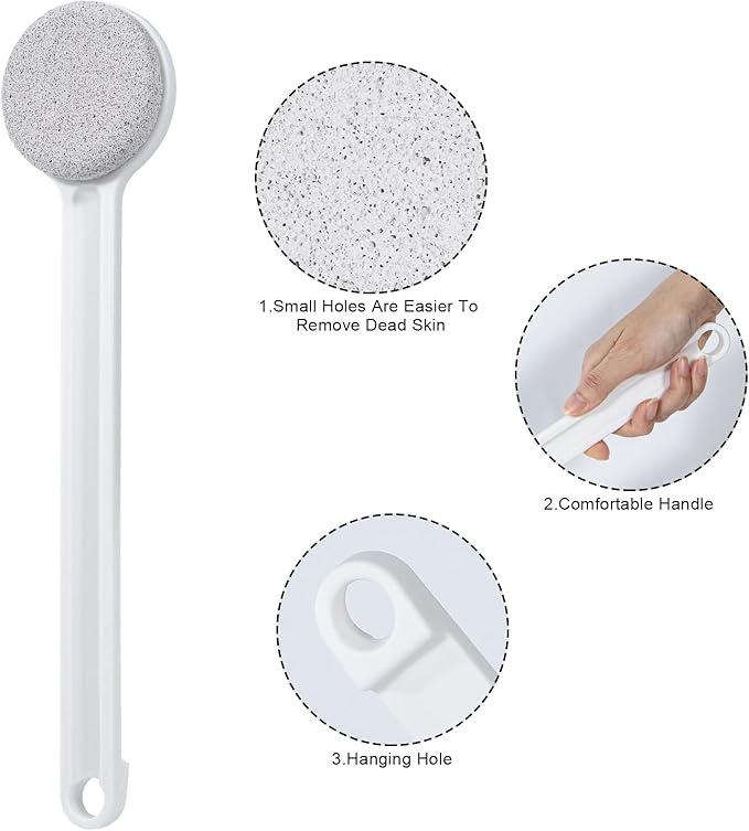 Foot File Callus Remover,Beomeen Pumice Stone for Feet with Long Handle 14", Hard Skin Callus Remover, Scrubber and Exfoliator for Dead Dry Skin, Softer & Smoother Feet, Pedicure Tool (Straight)
