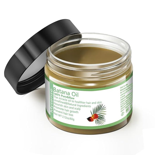 Mysense Raw Batana Oil for Hair Growth, 100% Natural Pure and Unrefined Dr. Sebi Oil, Scalp Care for Women & Men, Prevent Loss, Promote Thickness, 60 g