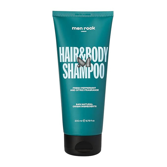 Men Rock Hair and Body Shampoo - 2-in-1 Hydrating Mens Body Wash - Volumizing and Moisturizing Shampoo for Men - Skincare Products - 6.76 oz