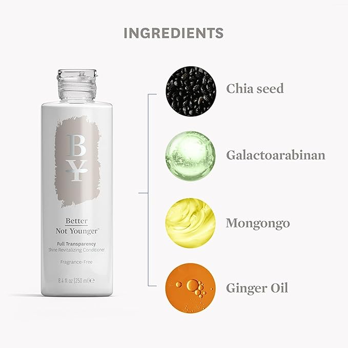 Better Not Younger Fragrance Free Conditioner for Women 40+ – Sulfate Free Hypoallergenic Conditioner for Sensitive Scalp & Thinning Hair – Strengthens Aging Hair with Chia Seed & Yuzu – 8.4 fl oz