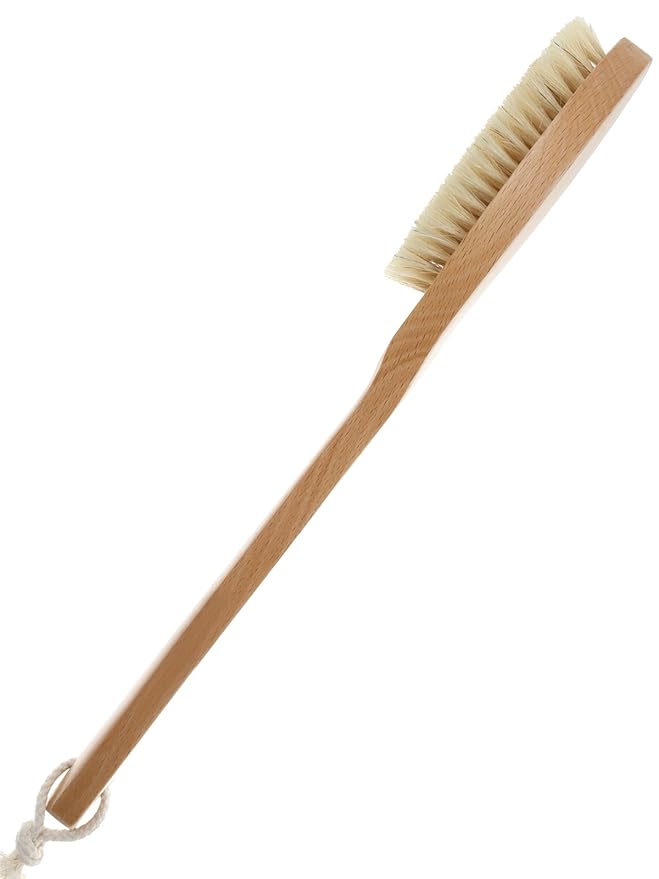 Bath Body Brush Long Handle Wooden Shower Brush with Natural Bristles