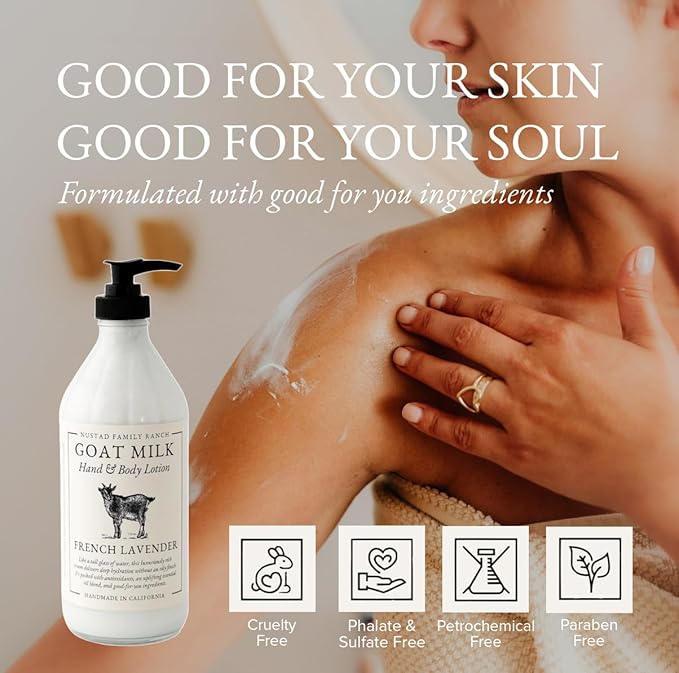 Goat Milk Body Lotion for Dry Sensitive Skin – Natural Moisturizer for Face, Hands & Body – Handmade, Fast-Absorbing, Lightweight, Non-Greasy – Multiple Scents (16oz, Wild Magnolia)