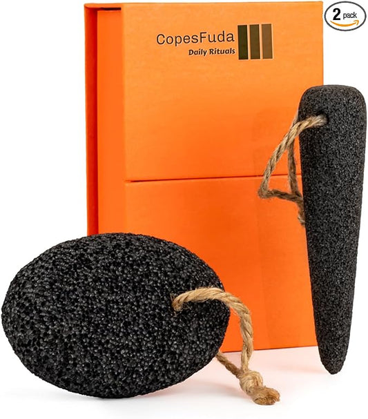 Natural Volcanic Pumice Stone for Feet & Hands. Foot Scrubber for Dead Skin Remover & Deep Cleansing, Cone Shape Stone for Hard-to-Reach Areas Corn Removal, 2 Pcs, Ready-to-Gift Design