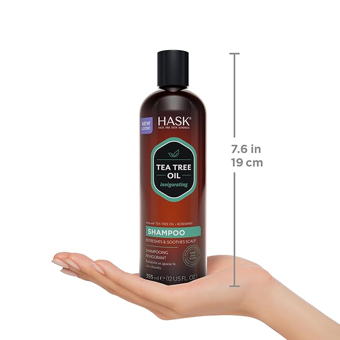 HASK Tea Tree Oil & Rosemary Invigorating Shampoo + Conditioner Set | Refreshes Scalp, Soothes, Sulfate-Free, Paraben-Free, Gluten-Free, Color Safe | 12oz each