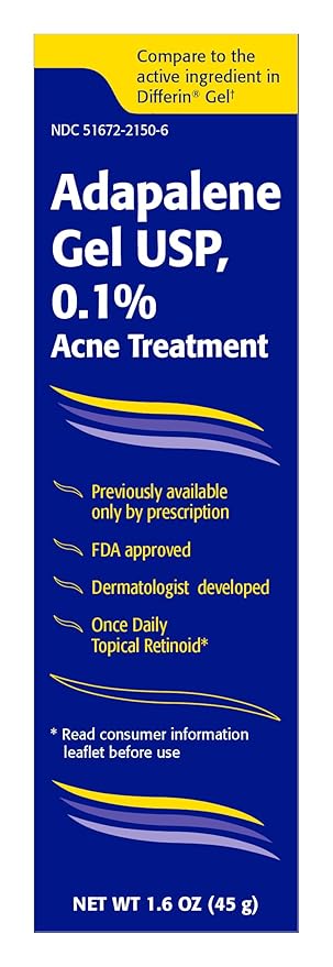 TARO Adapalene 0.1% USP Gel, Paraben Free, Retinoid Acne-Prone Facial Treatment for Sensitive Skin, Prescription Strenght (1.6)