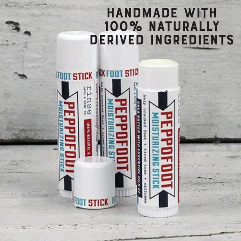 Rinse Bath & Body Peppofoot Heel Balm Stick - Handmade Foot Balm for Dry Cracked Feet with Peppermint & Tea Tree Oils | Foot Moisturizer | Travel Size | 0.65oz