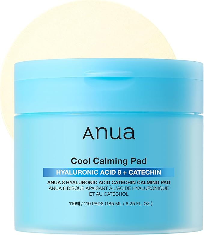 Anua 8 Hyaluronic Acid Catechin Calming Pad, Pore Care & Cooling Effect with Korean Toner pad, Quick & Easy Hydrating Daily Face Mask, Makeup Prep Routine, Korean Skin Care (110 Pads)