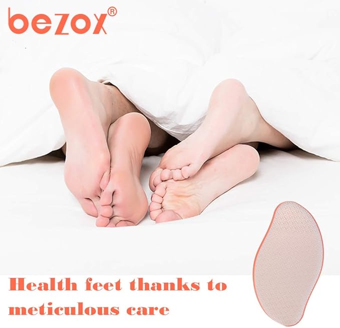BEZOX Glass Foot File Callus Remover, Crystal Pedicure Foot Rasp for Callused, Coarse, Hard Skin Removal, Portable Hand Sized Foot Scraper for Cracked Heel - Orange