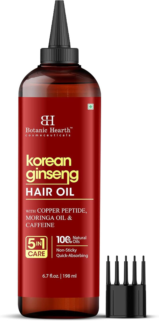 Botanic Hearth Korean Ginseng Hair Oil 6.7 fl oz | Nourishing & Strengthening Hair Growth Oil | Lightweight, Non-Sticky Formula with Natural Oils for Healthy Scalp & Stronger Hair